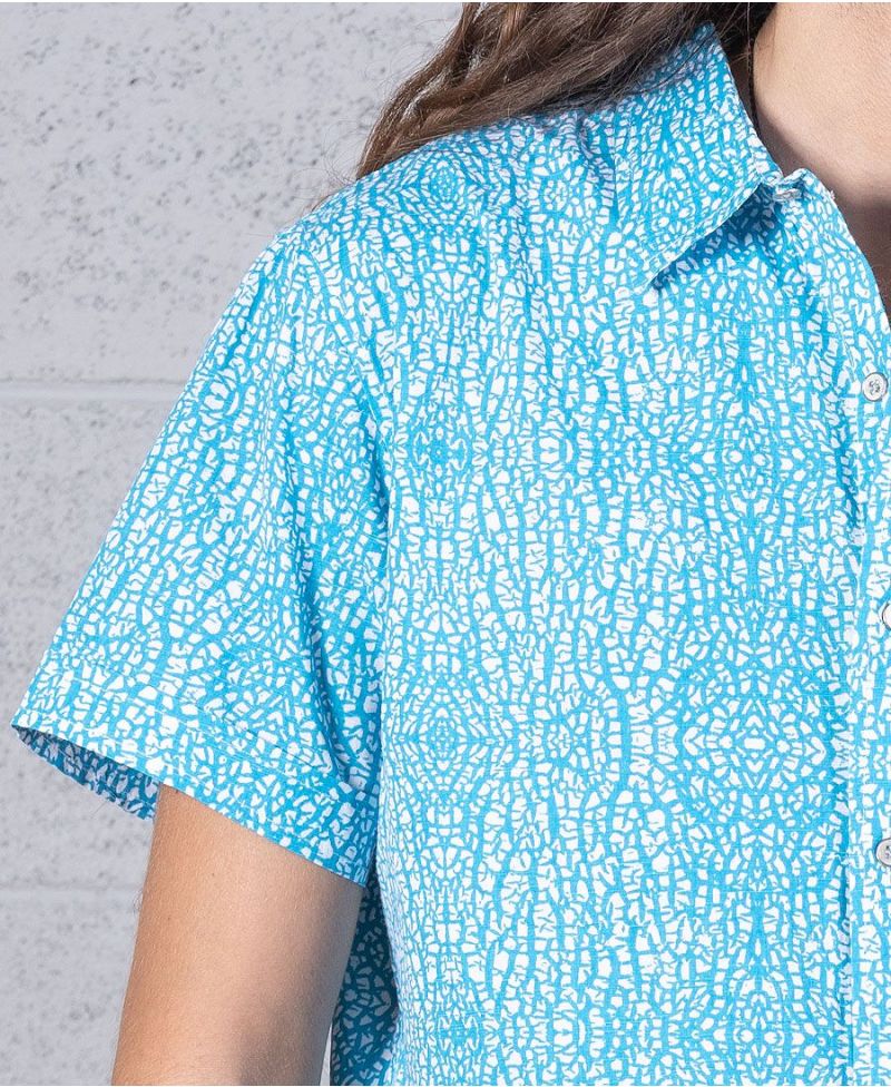 Melon Button Shirt ➟ Turquoise