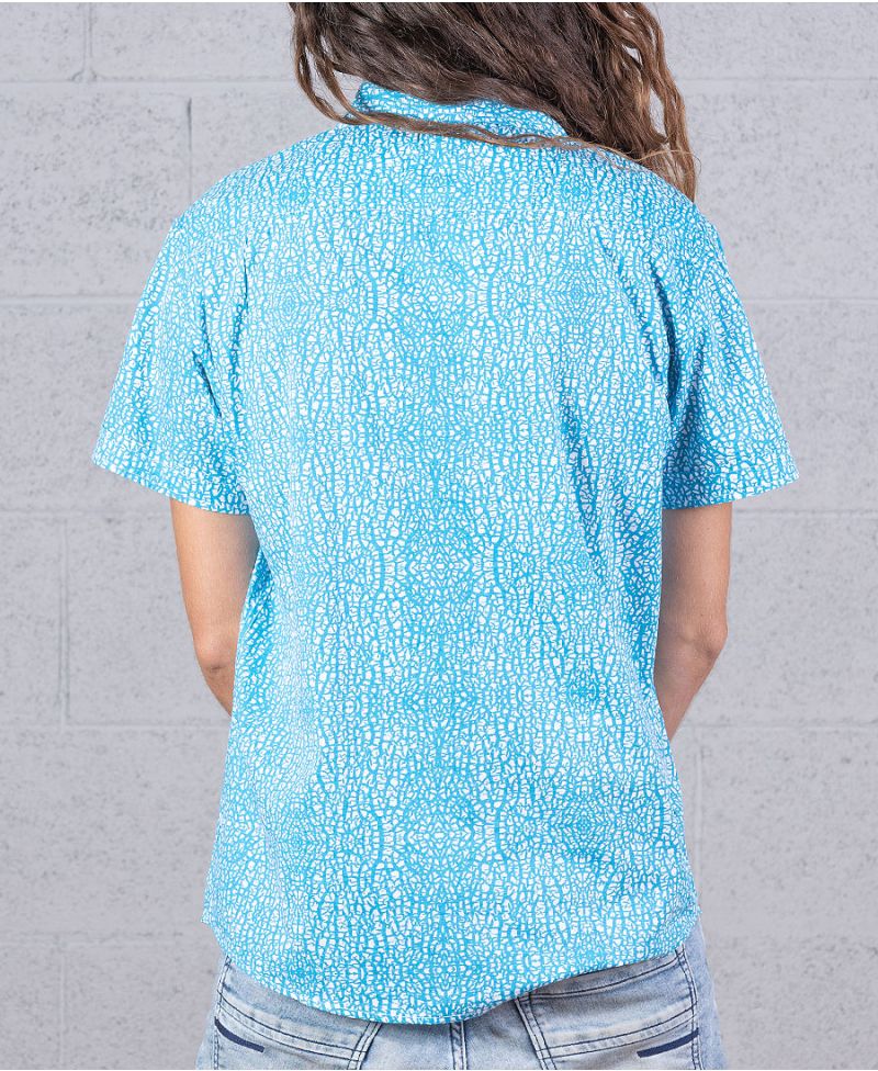 Melon Button Shirt ➟ Turquoise