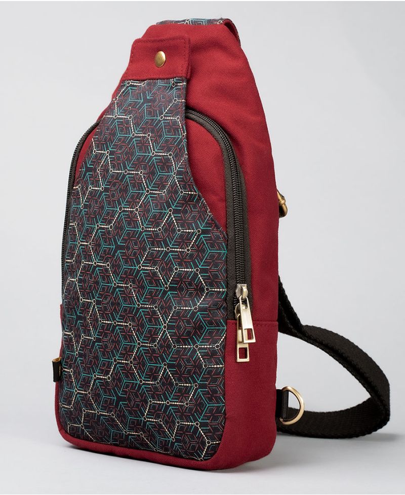 red canvas sling bag for women