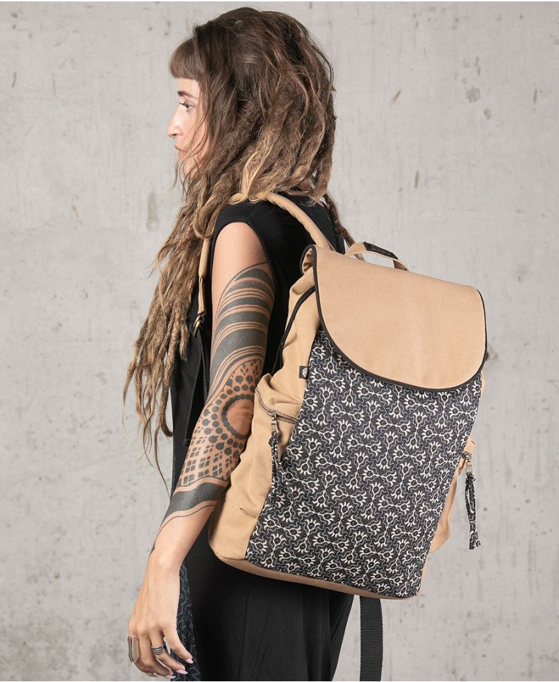 women backpack canvas laptop bag tribal print