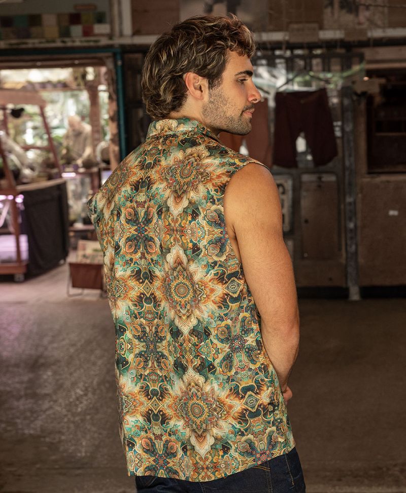 Phars Sleeveless Button Up 