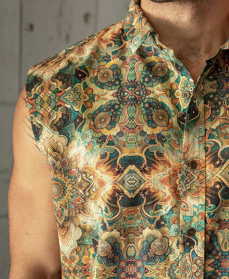 Phars Sleeveless Button Up 