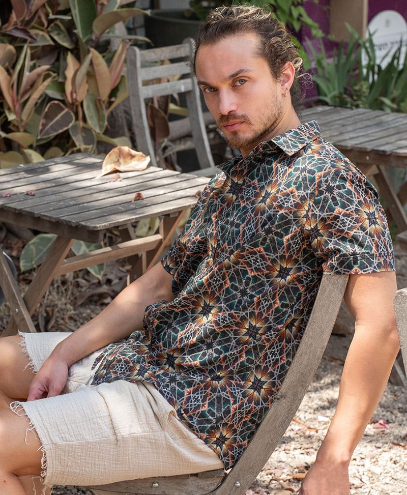 arabesque men button up shirt 