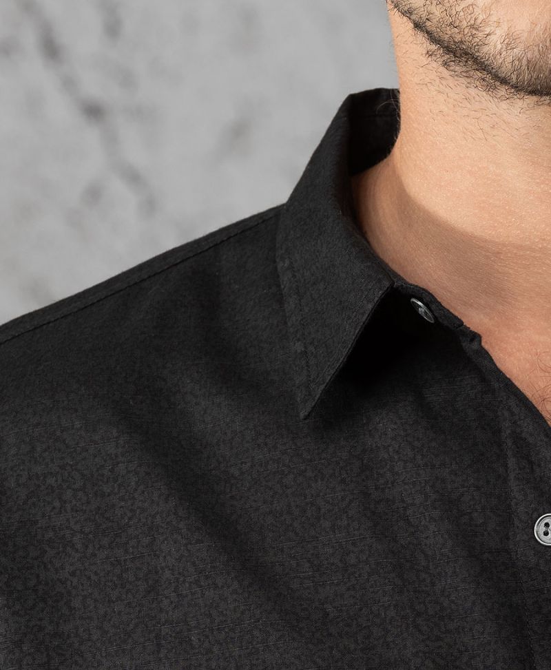 Dark Rudraksha Button Shirt ➟ Black