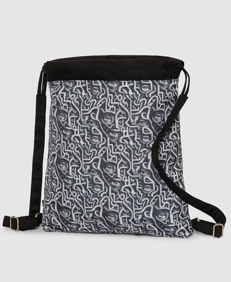 printed drawstring backpack vegan