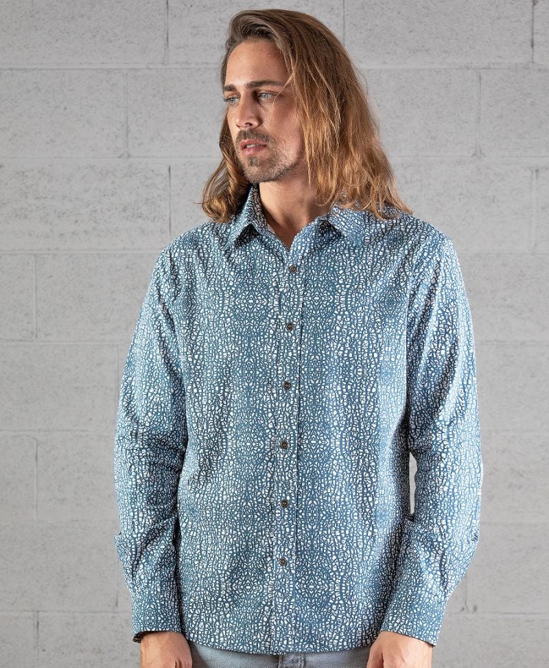 blue button up shirt man clothing 
