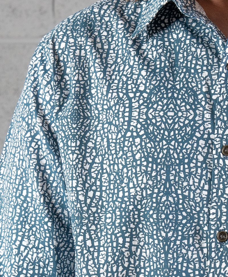 Melon Long Button Shirt ➟ Blue