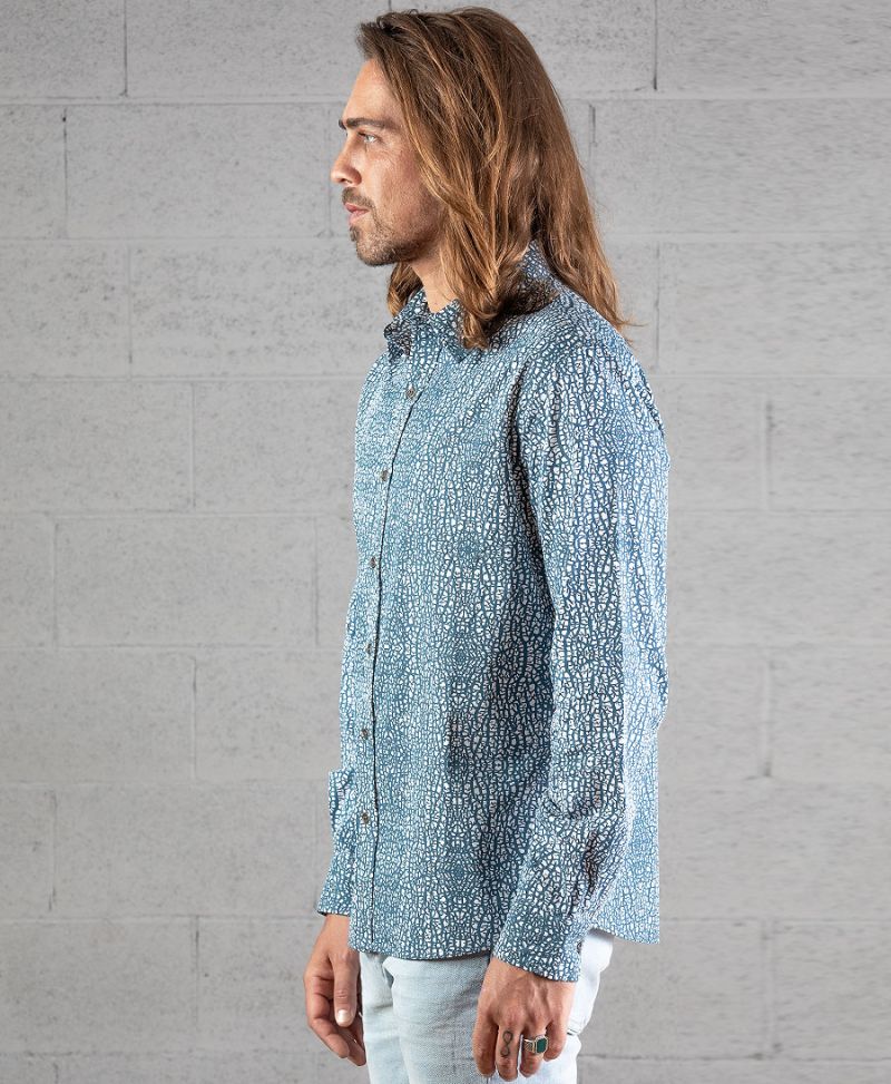 Melon Long Button Shirt ➟ Blue