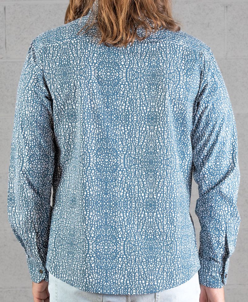 Melon Long Button Shirt ➟ Blue