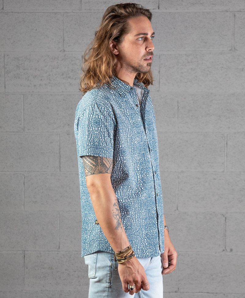 Melon Button Shirt ➟ Blue