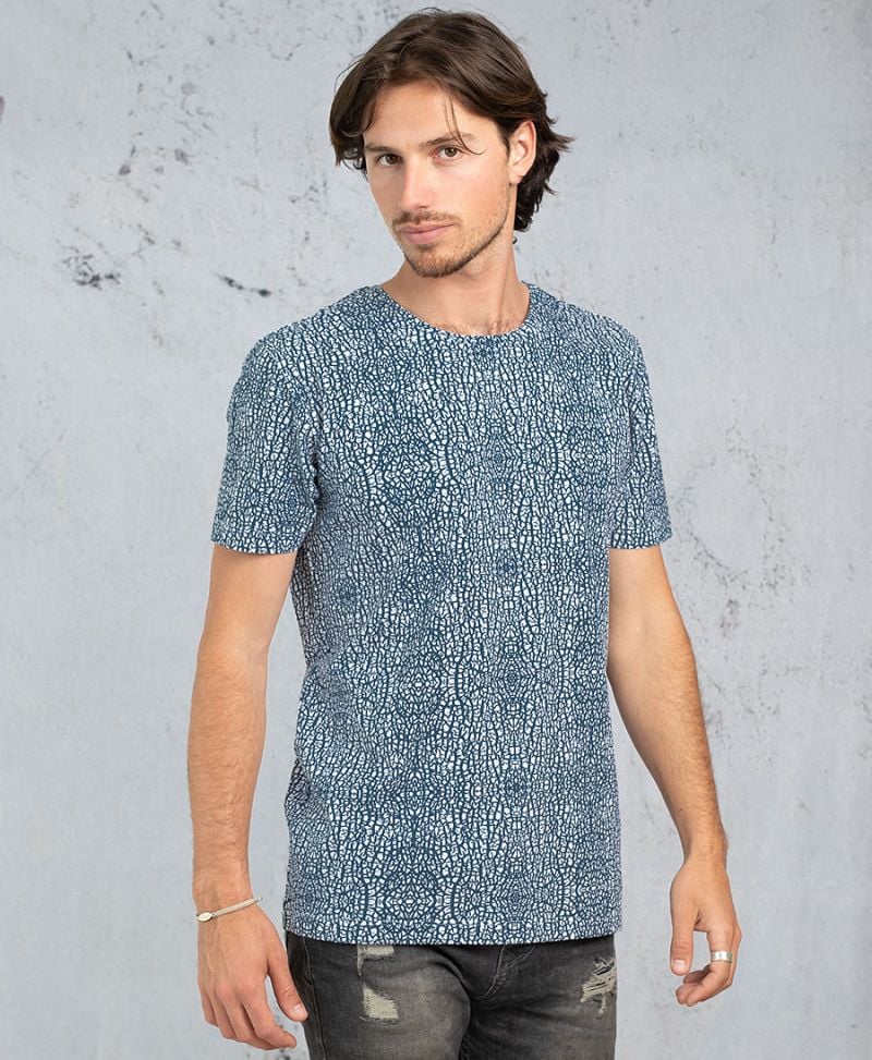 Blue Print T-shirt for men festival wear 