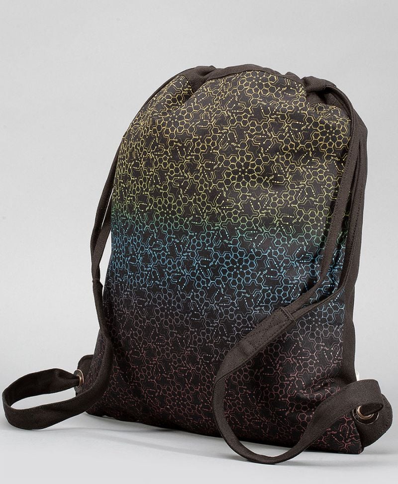 LSD Molecule Drawstring Backpack- black