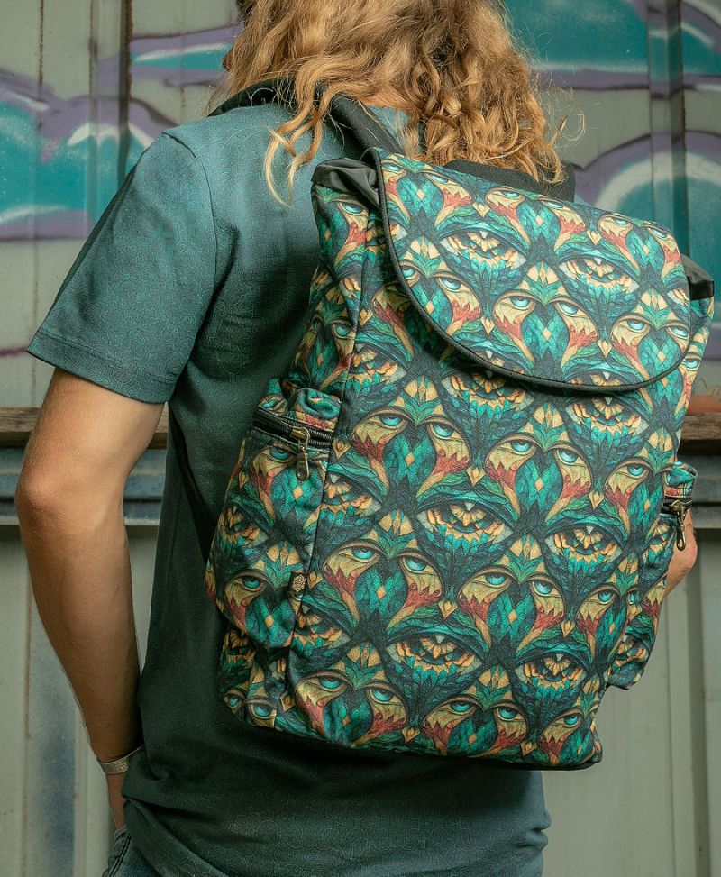 Trippy colorful print backpack vegan canvas