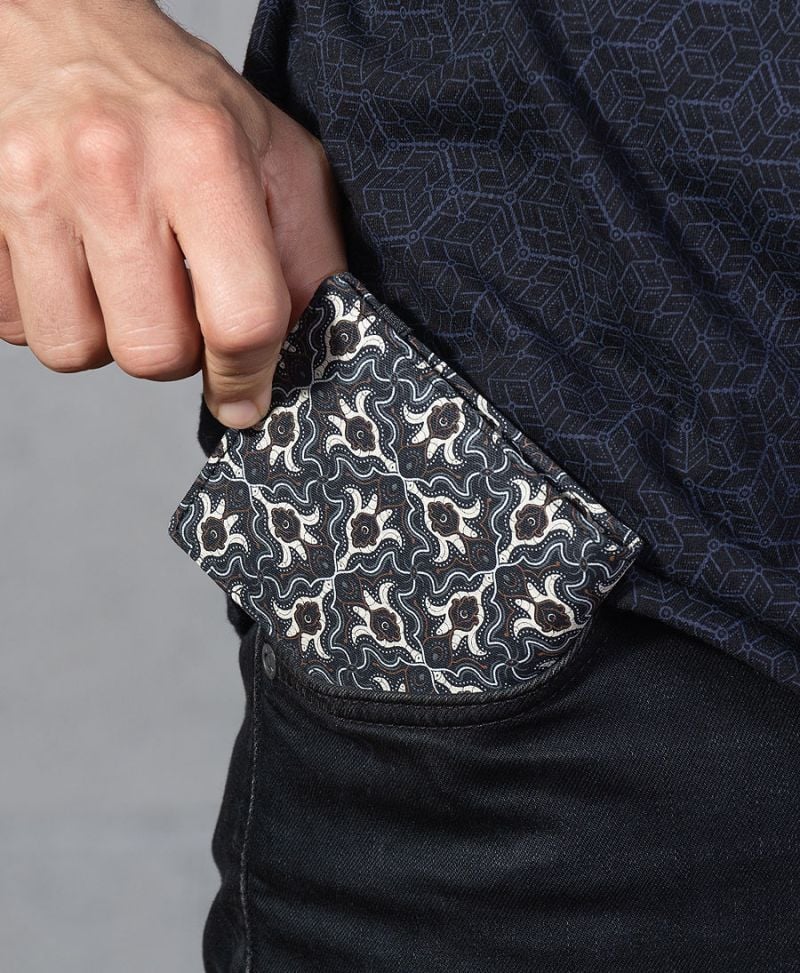 Hamsa mens slim wallet bifold canvas 