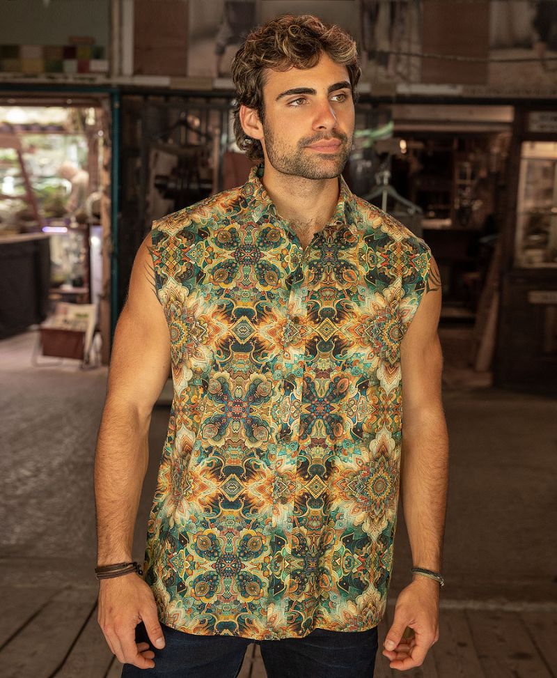 Phars Sleeveless Button Up 