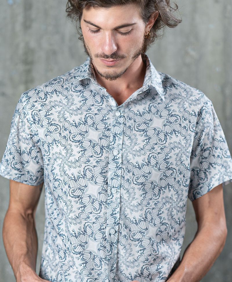 psychedelic men button up shirt dna full print 
