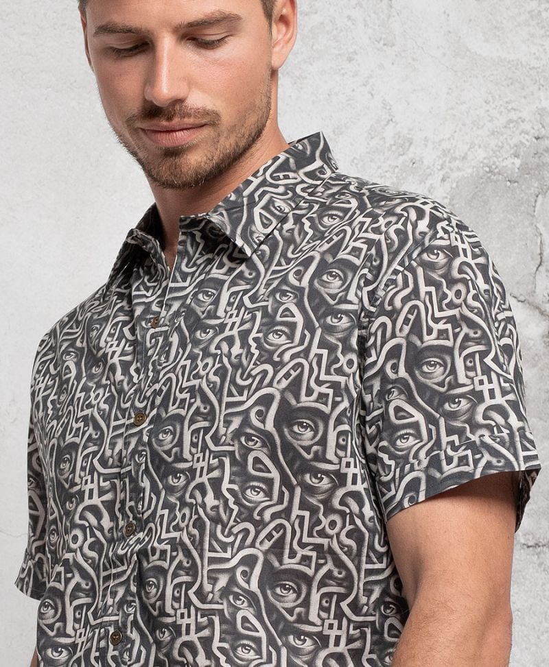 Egyptian eyes button up shirt 