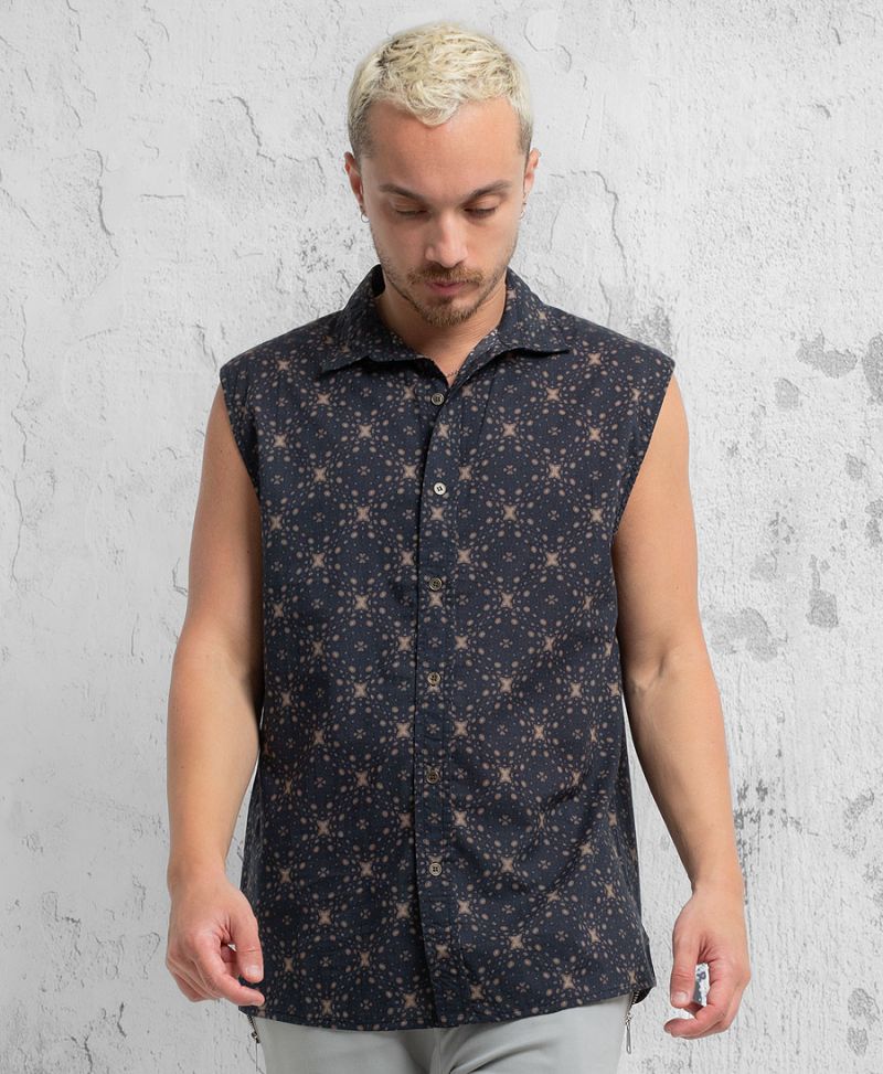 Sleeveless Button Up Shirt 