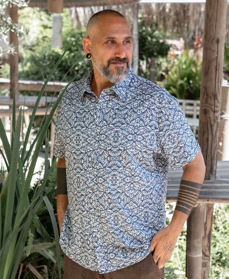 Fungi button up shirt for man magic mushroom print