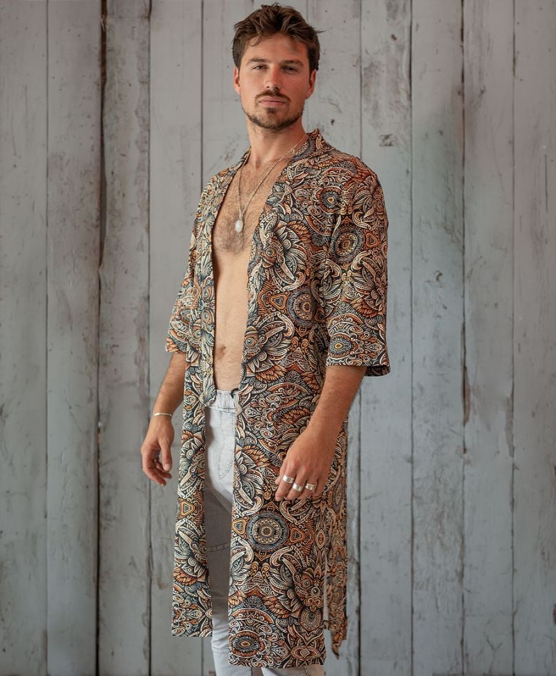 Unisex geometric Print Kimono Jacket 