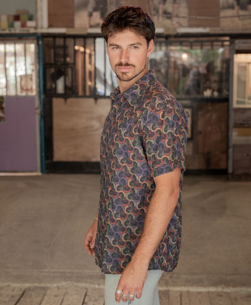 Fungi button up shirt for man magic mushroom print