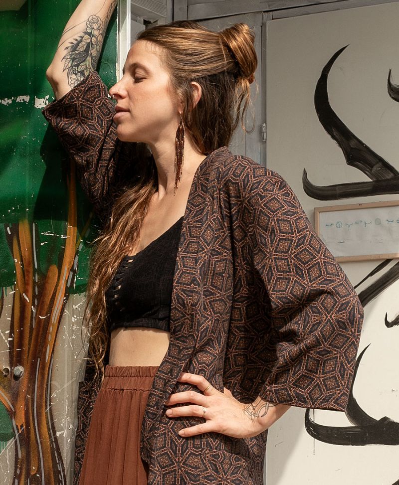 Women's geometric Print Kimono Jacket