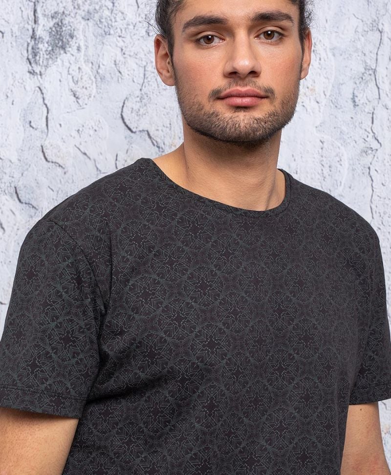 psychedelic men t shirt black cotton tee 