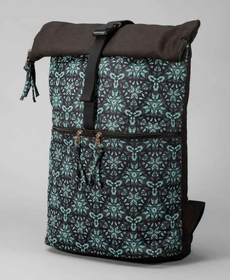 Geometric roll top backpack large canvas travel bag 