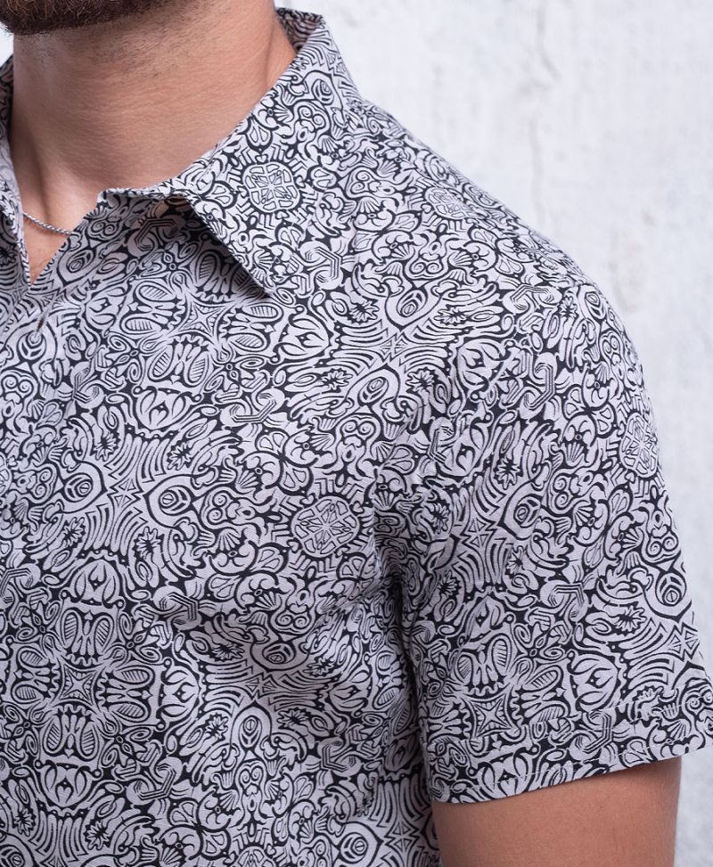 Virus Button Shirt ➟ Grey