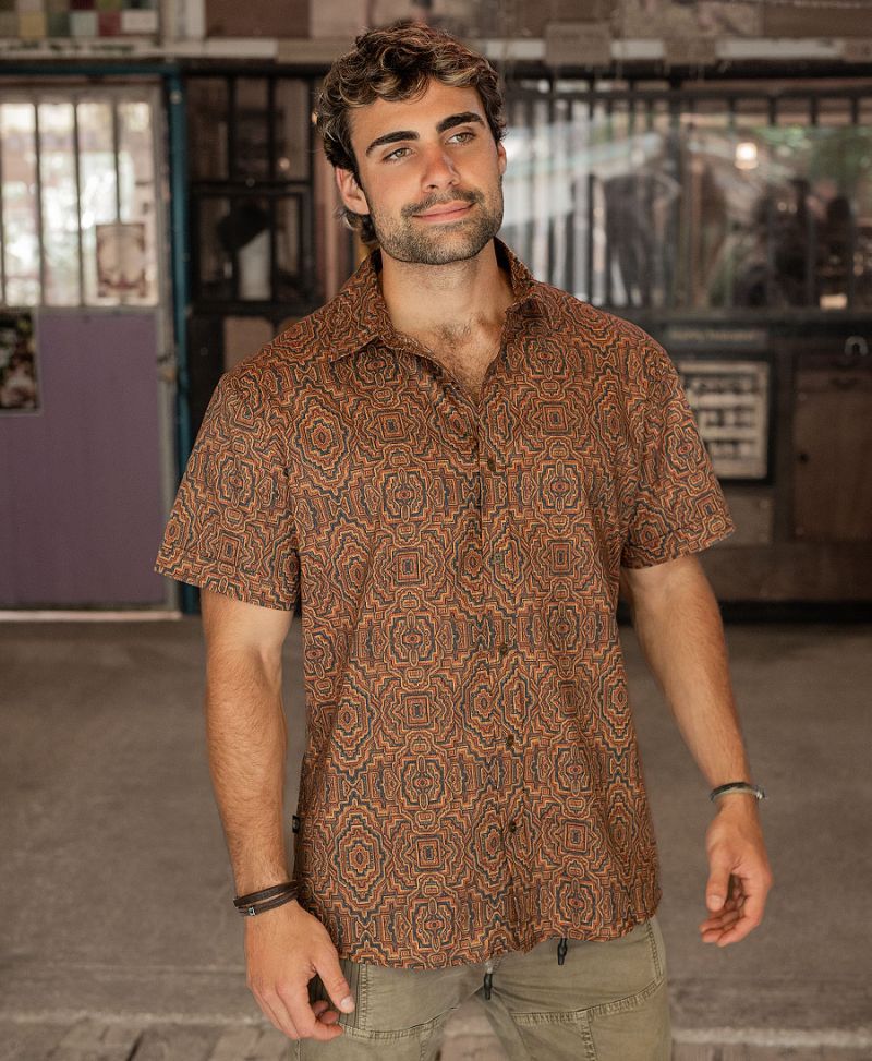 totem button up tribal top