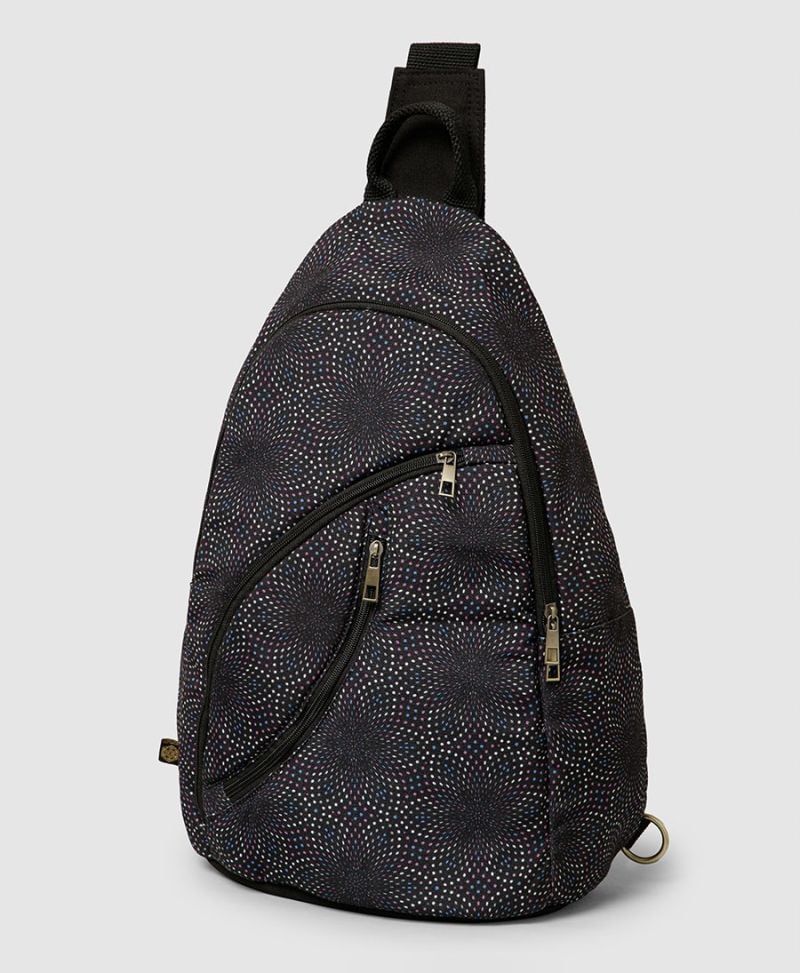 purple sling backpack printed 