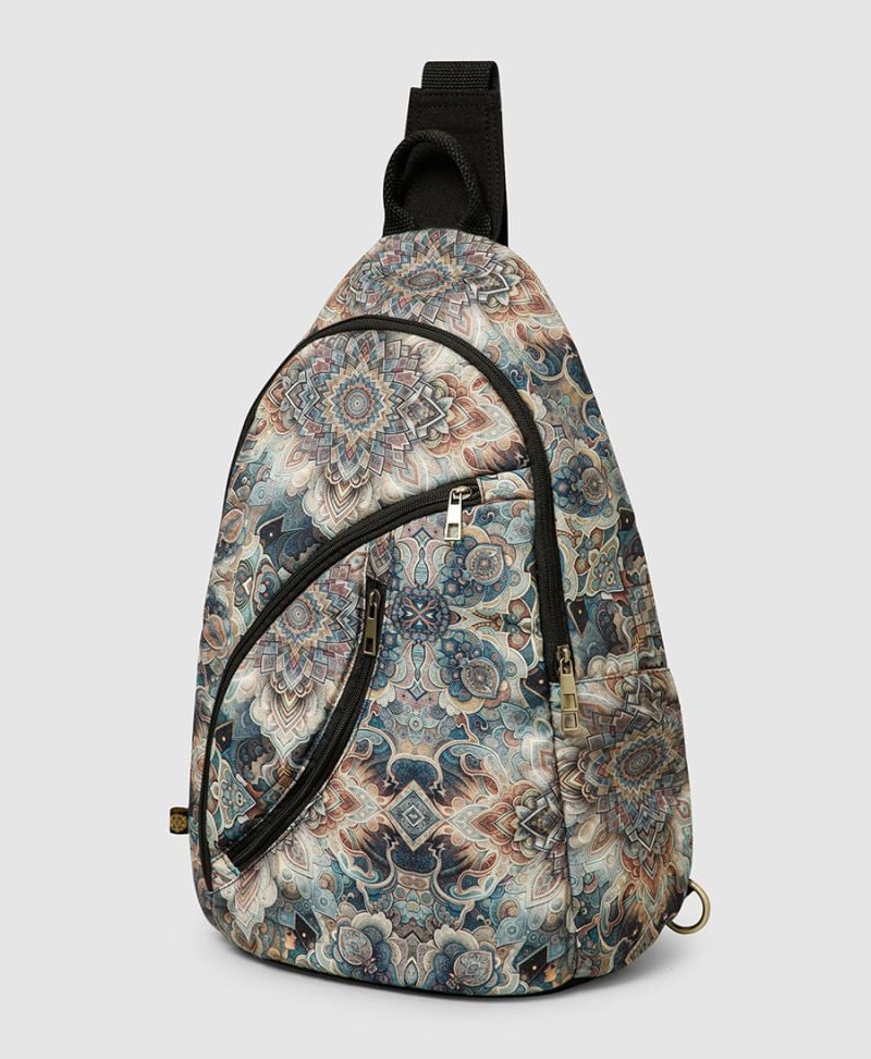 Persian print sling backpack