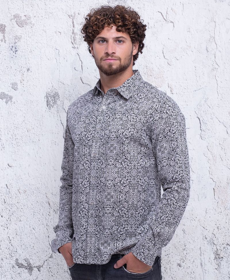 Virus Long Button Shirt ➟ Grey