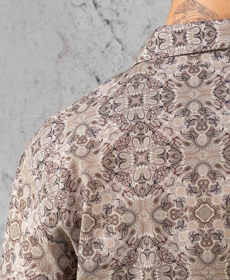 Virus / Beige Button Shirt- Long Sleeve