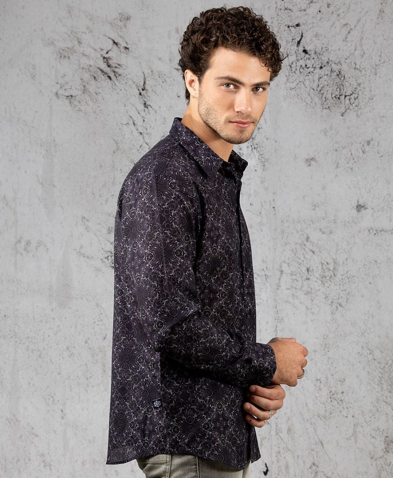 trippy men button up shirt long sleeve 