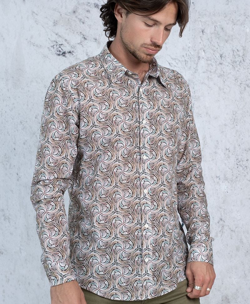psychedelic men button up shirt 