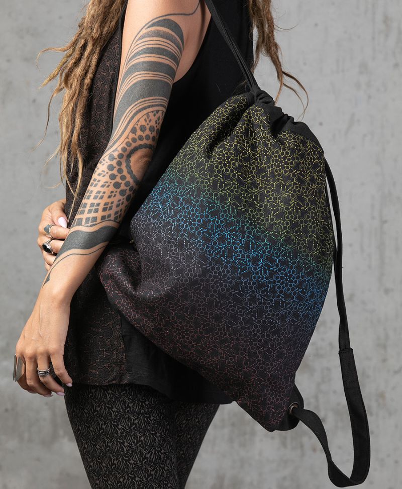 lsd molecule psychedelic drawstring backpack