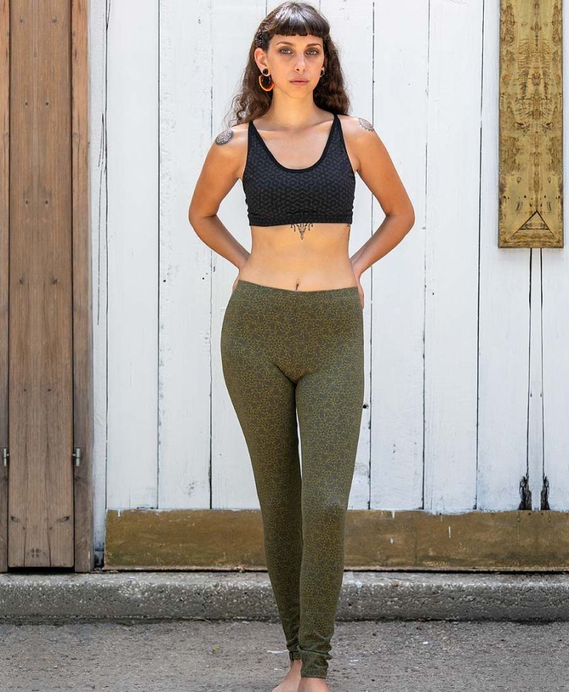LSD Molecule Leggings / Full Length - Olive