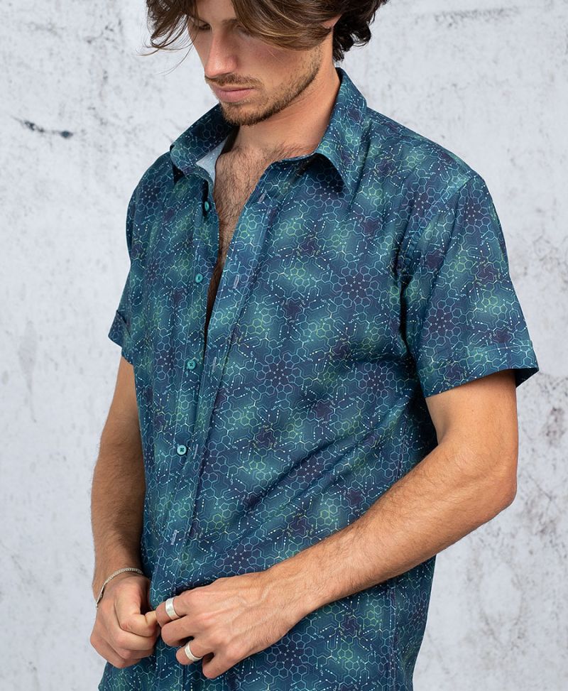 Men Button Up Shirt LSD Print