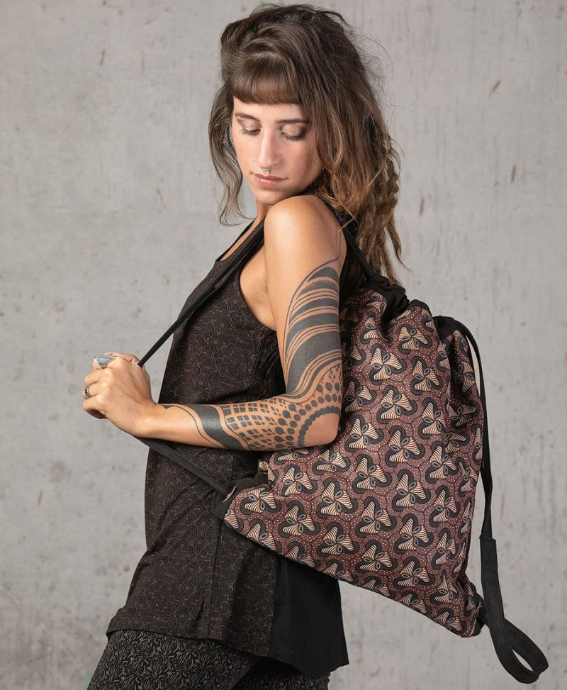 Fungi Drawstring Backpack ➟ Black