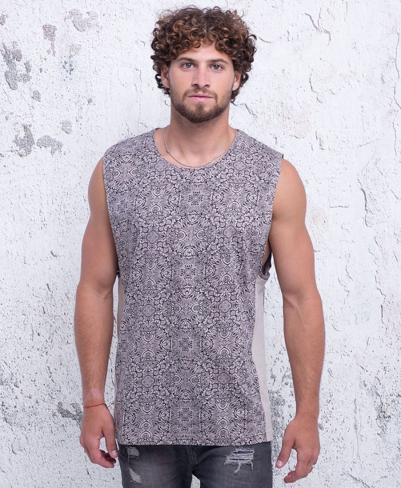 mandala men tank top black
