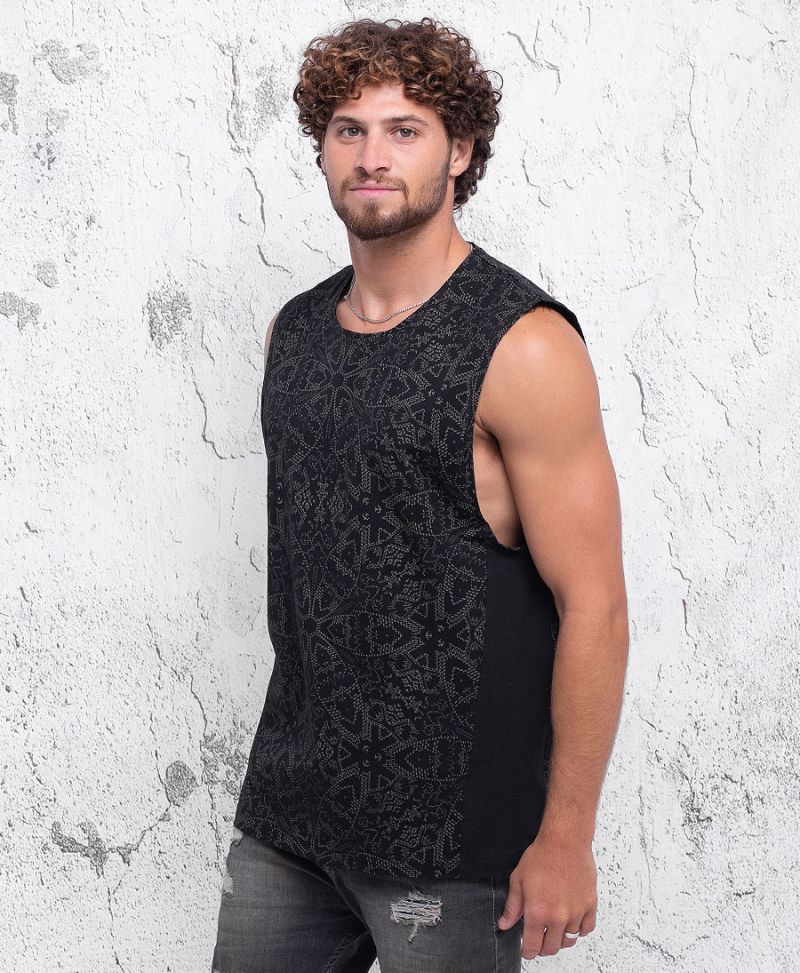 mandala men tank top black