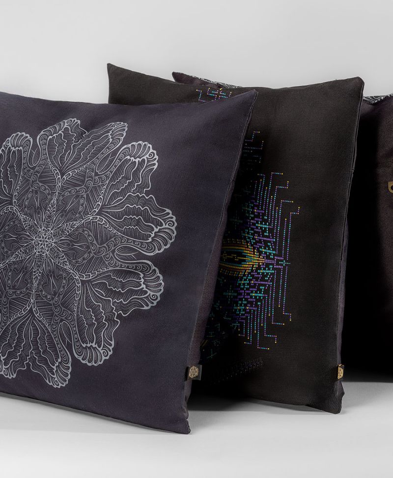 Faceat Cushion Cover - Black 16x16