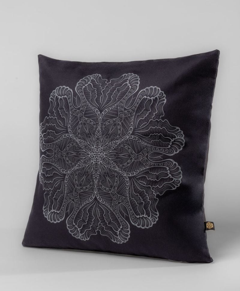 Faceat Cushion Cover - Black 16x16