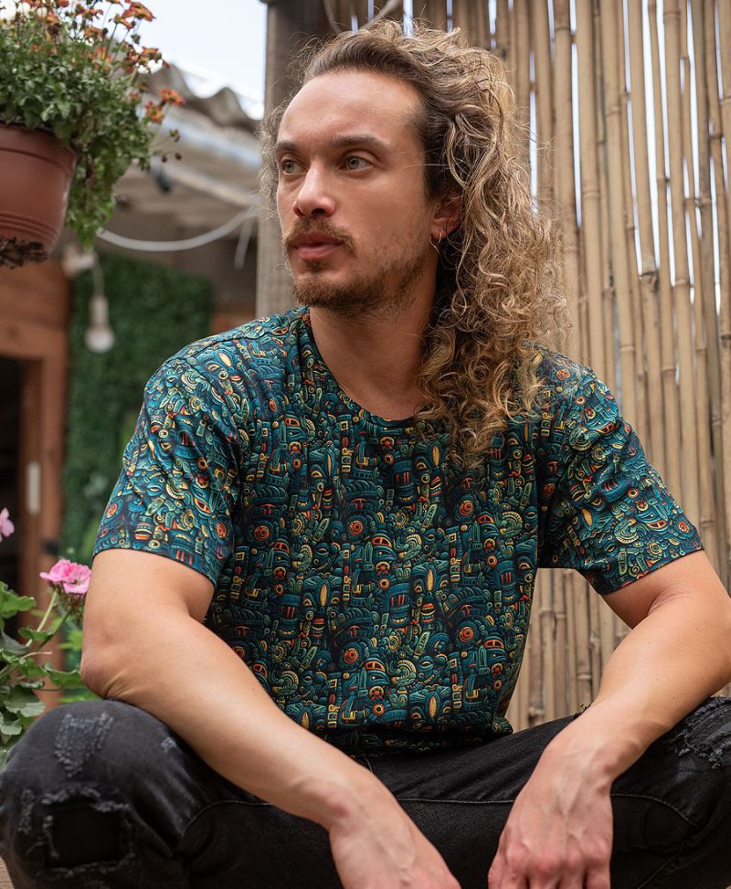 Men T-shirt Mayan Print