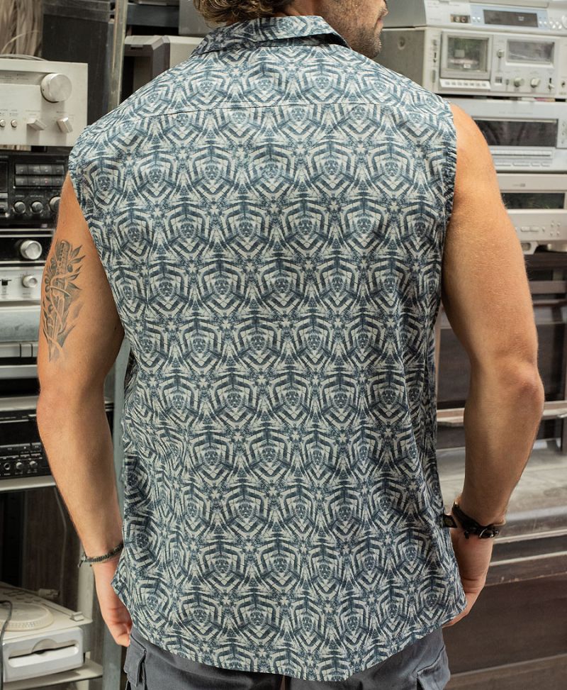 Feathral Sleeveless Button Up 