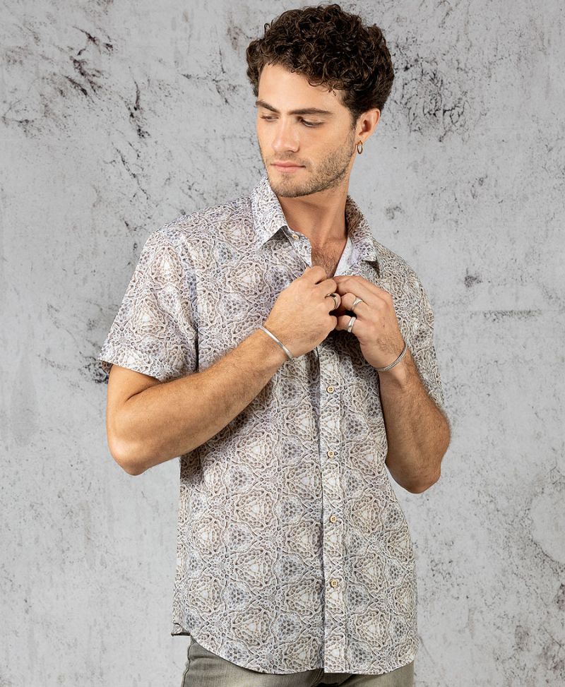 psychedelic button up shirt men 