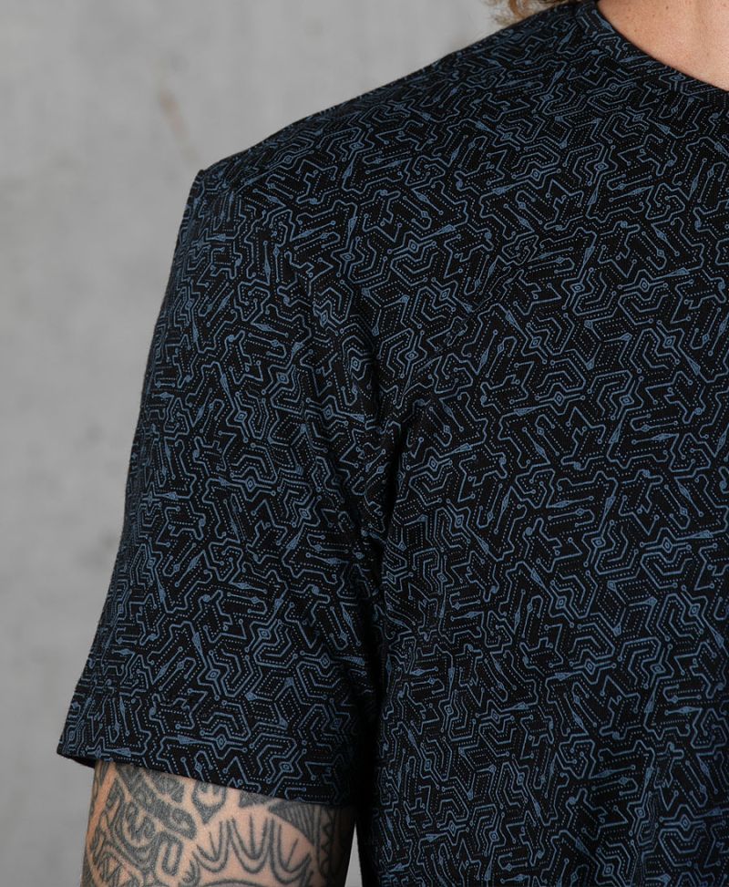 full print men t shirt plonter black tee psychedelic urban streetwear