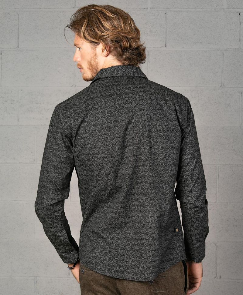 Rudraksha Long Button Shirt ➟ Black