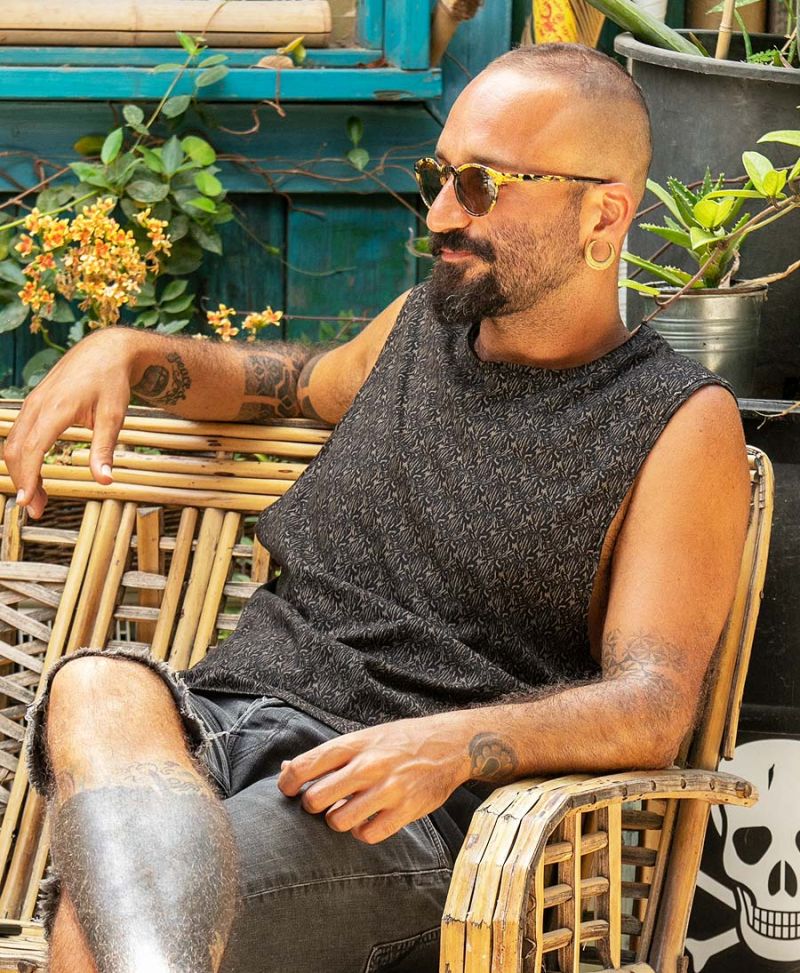 Texture Tank Top All Over Print Boho Men Streetwear